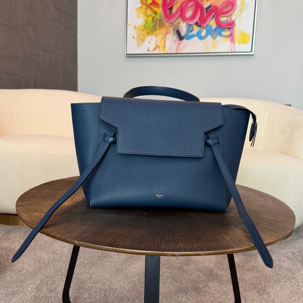 Celine Navy Calfskin Medium Belt Bag